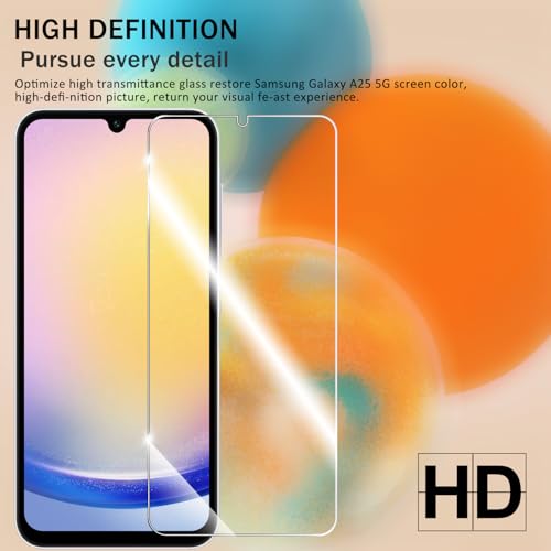 Galaxy A25 HD Clear Tempered Glass Screen Protector + Camera Lens Protectors, [2+2 Pack] [3D Glass] [Anti-Glare] [Bubble-Free] Screen Protector Glass For Samsung Galaxy A25 - size: Galaxy A25