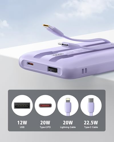 Portable Charger 10000mAh, 22.5W Fast Charging Power Bank - color: Purple