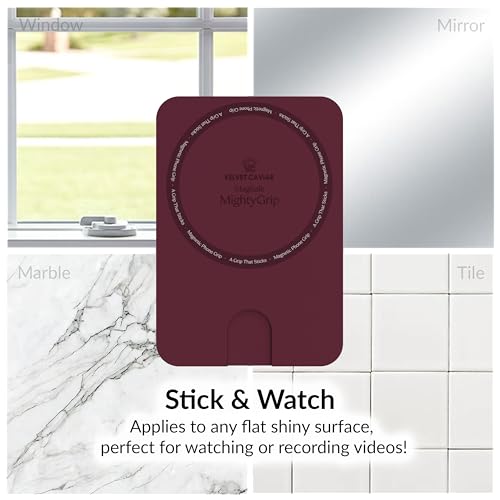 Velvet Caviar Suction Cup Phone Case Mount Compatible with MagSafe Devices Only - Magnetic Silicone Sticky Phone Grip Holder for iPhone Back of Phone - Mirror Gripper (Burgundy 1990) - color: Burgundy 1990