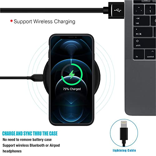 Battery Case for iPhone 12/12 Pro, 10000mAh High Capacity Rechargeable Portable Charger Case Extended Battery Pack Compatible with iPhone 12/12 Pro (6.1 inch) Wireless Charging Case with Carplay-Black - size: iPhone 12/12 Pro (6.1 inch)