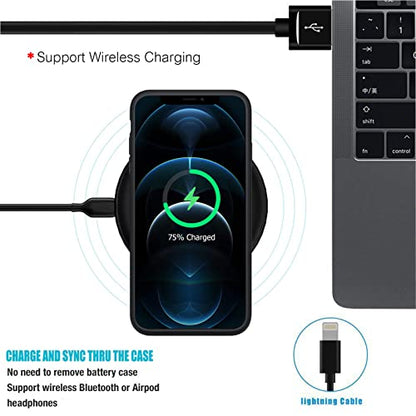 Battery Case for iPhone 12/12 Pro, 10000mAh High Capacity Rechargeable Portable Charger Case Extended Battery Pack Compatible with iPhone 12/12 Pro (6.1 inch) Wireless Charging Case with Carplay-Black - size: iPhone 12/12 Pro (6.1 inch)