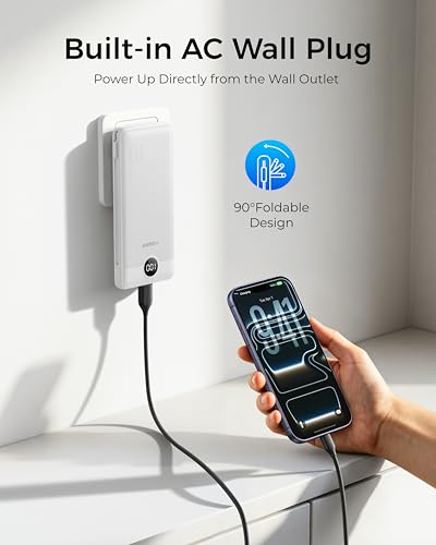 VEGER Portable Charger for iPhone, Power Bank Built in Cables and Wall Plug - color: B White