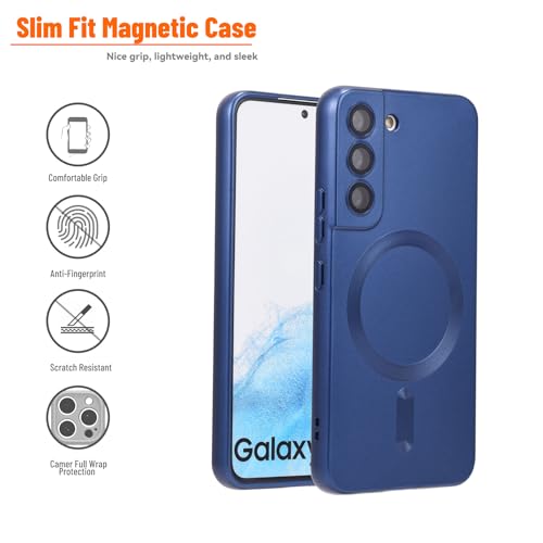 Magnetic for Samsung Galaxy S21 Plus Case,Soft Silicone Slim Fit Anti-Scratch Phone Case Cover with Camera Protection,Compatible with MagSafe,Dark Blue - color: Dark Blue, size: S21 Plus