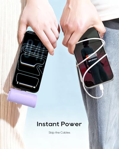Kuulaa 2 Pack Portable Phone Charger with Built-in USB-C Plug, 4500mAh Mini Portable Charger Power Bank Small Battery Pack for iPhone 15/16/17,Samsung - color: Pack of 2 Purple