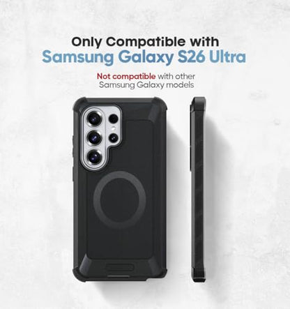 MOTIVE Heavy Duty Case for Samsung Galaxy s26 Ultra, Belt Clip | 6.9" | Bunker Series, Military Grade Multi-Layer Protection, PC/TPU Build, Sealed Port Cover, Compatible with MagSafe Qi2 Charging - size: s26 Ultra