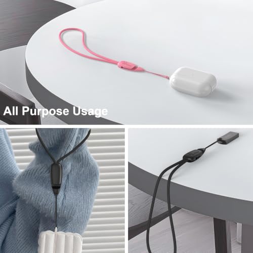 E-Tree 2 Pack Multi-Purpose Wrist Lanyard Hand Strap for Cell Phone Case Camera Airpods Keys Keychain Keys USB Flash Drive - color: Rose Pink and Black