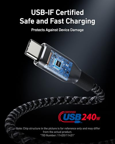 Anker Prime USB C to USB C Cable, 240W Fast Charging Durable Cable (3 ft) - size: 3FT