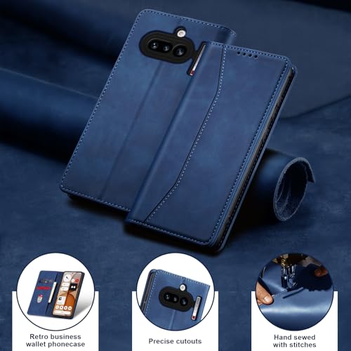Jasonyu Flip Wallet Case for Nothing Phone 4a 5G,Blue | PU Leather Magnetic Folio Cover,with Card Holder,Kickstand,TPU Shockproof,Durable,Protective Phone Case - color: Blue, size: Nothing Phone 4a