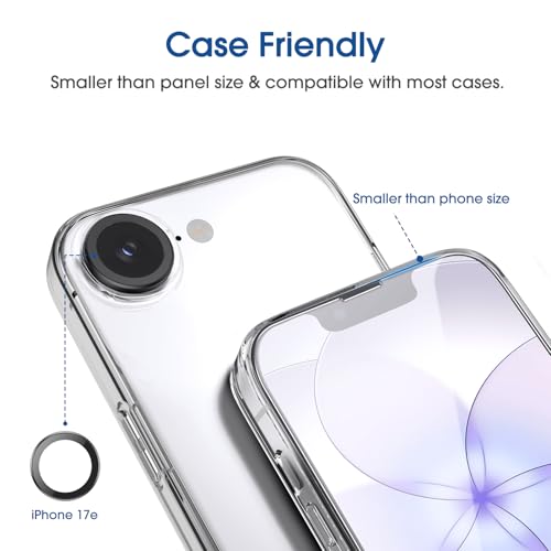 amFilm OneTouch for iPhone 17e Screen Protector 6.1'' Tempered Glass - size: C