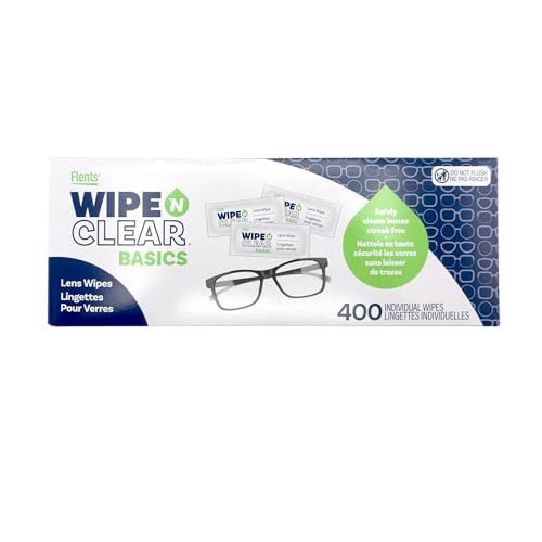 Flents Lens Wipes, Wipe 'N Clear Basic, 400 Count, Pre-Moistened, Streak-Free, Safe for Glasses, Sunglasses, Gentle Cleaning, Clear Vision, Streak-Free, Individually Wrapped for Travel & Convenience - size: 400 Count Basic