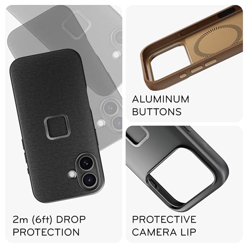Peak Design Mobile Everyday Phone Case for iPhone 17 Pro Max, Black, Slim Profile, Drop Protection, Weatherproof Fabric Shell, SlimLink Connects to Mobile Mounts & Gear - color: Black, style: Everyday Case