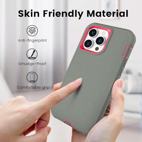 for iPhone 15 Pro Max Case, Dual Layer Shockproof Full Body Cover Military Grade Drop Protection Heavy Duty Protective Phone Case for Apple iPhone 15ProMax 6.7 inch (Grey/Rose) - color: Grey/Rose