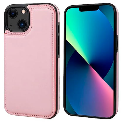 ONETOP for iPhone 13 Wallet Case with Card Holder,Pink | Kickstand,ID/Cash Holder,Case Wallet with Card Slots,Double Magnetic Clasp,Durable PU Leather Shockproof Cover for Women Men - color: Pink