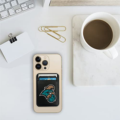 OTM Essentials Coastal Carolina University Magsafe Faux Leather Phone Wallet Sleeves, Sleek Magnetic Phone Wallet Case, Lightweight Compatible with Magsafe Accessories for iPhone 12 or Up, Classic - color: Coastal Carolina University, style: MagSafe Compa