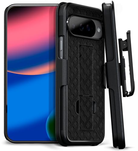 MOTIVE for Google Pixel 10/10 Pro Case with Belt Clip, Kickstand | 6.3" | Ranger v1 Series, Black, 360° rotating holster, open-top/open-bottom port access, textured grip, slim design, field-ready - size: Pixel 10 & 10 Pro