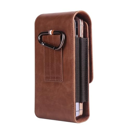 Dual Belt Clip Holster Case Double Cell Phone Pouch Card Slots Holder for iPhone 14 Pro Max 15 Pro Max Motorola Moto G Stylus 5G 2023 G Power 5G Galaxy S24 Plus S23 Ultra S22+ S21 FE A15 A35 (Brown) - color: Brown
