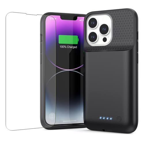 Feob Battery Case for iPhone 13/13 Pro/14,[2025 Upgraded] 7500 mAh Ultra-Slim Portable Extended Charger Cover for iPhone 13/13 Pro/14 Charging Case (6.1 Inch)-Black - color: Black