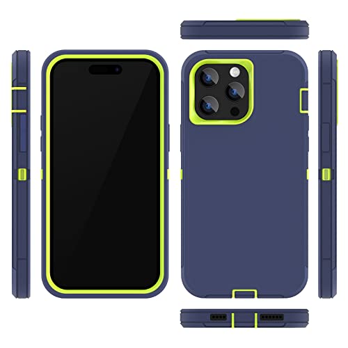Sansunto Case for iPhone 14 Pro Max, Heavy Duty Defender Shockproof Protective Cover, Dual-Layer Rugged Bumper Phone Case, 6.7 inch (NavyLime) - color: NavyLime