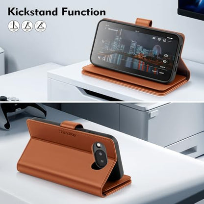 Shieldtop Compatible with Google Pixel 10a Wallet Case with Card Holder,Women Men RFID Blocking PU Leather Phone Case Flip Shockproof TPU Protective Cover Kickstand Credit Card Slots,Light Brown - color: Light Brown, size: Pixel 10a - 6.3"