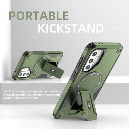 for Galaxy A37/A36-5G Case Military-Grade Dropproof Phone/Invisible Kickstand with MagSafe/HD Screen Protector, Protective Magnetic Phone Cover for Samsung Galaxy A37 4G/5G&A36 5G (Green) - color: Green