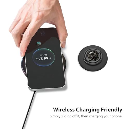 Magnetic Phone Grip Compatible with MagSafe, Magnetic Phone Ring Holder Finger Kickstand Wireless Charging Compatible, Double Cell Phone Rings Gripper Stand for MagSafe iPhone - Sparkle Black - color: Sparkle Black