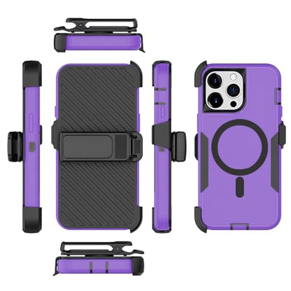 Designed for iPhone 11 Pro Max Case,Purple | Compatible with MagSafe,Double protection,Tough Durable,Detachable back clip,Dustproof,No Fading,No Yellowing,Non-Slip - color: Purple, size: iPhone 11 Pro Max 6.5"