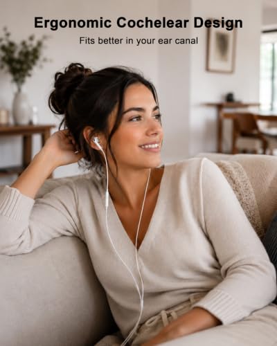 2 Pack [Apple MFi Certified] Wired USB C Headphones for iPhone 17 16 15 - color: Bright White