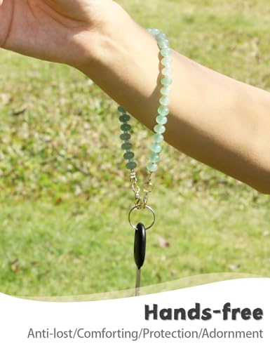 CH.yishi Beaded Phone Charm Wrist Strap with Tether Tab,Camera Lanyard - color: Green Aventurine