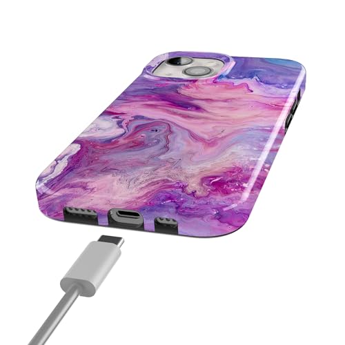 Casely iPhone 15 Plus Case | Tie Dying Over You | Purple Marble | Compatible with MagSafe | Classic Ultra Slim Design - color: Tie Dying Over You | Purple Marble
