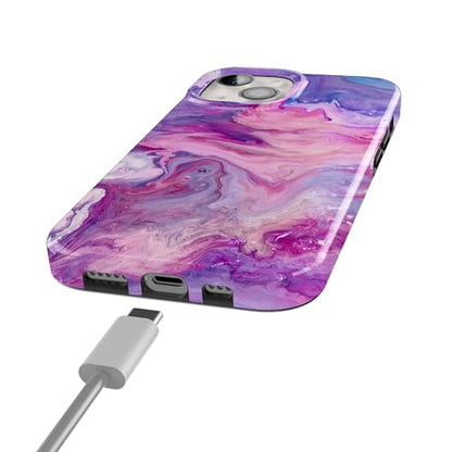 Casely iPhone 15 Plus Case | Tie Dying Over You | Purple Marble | Compatible with MagSafe | Classic Ultra Slim Design - color: Tie Dying Over You | Purple Marble