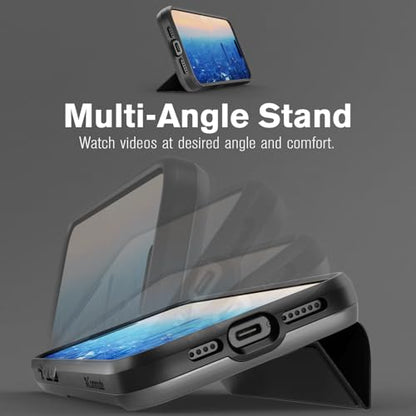 VENA vCommute for iPhone 16 Plus Wallet Case, Black | Military-Grade Drop Protection, Premium Leather Magnetic Flap Cover, Hidden Card Holder, RFID Blocking, Multi-Angle Kickstand - color: Classic - Black, size: iPhone 16 Plus