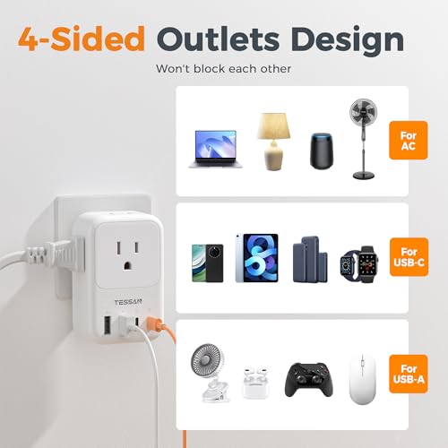 TESSAN USB C Charger Block 20W PD, Fast Charging Adapter with Foldable Plug - color: White, size: 2 USB-C/A