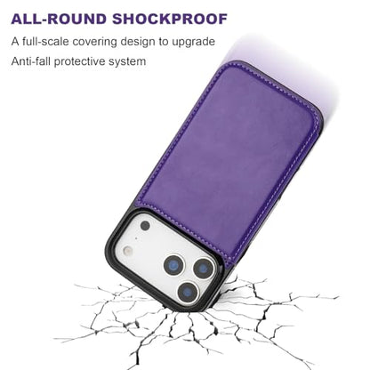 ONETOP for iPhone 17 Pro Max Wallet Case with Credit Card Holder,Purple | Kickstand,ID/Cash Holder,Case Wallet with Card Slots,Double Magnetic Clasp,Durable PU Leather Shockproof Cover for Women Men - color: Purple