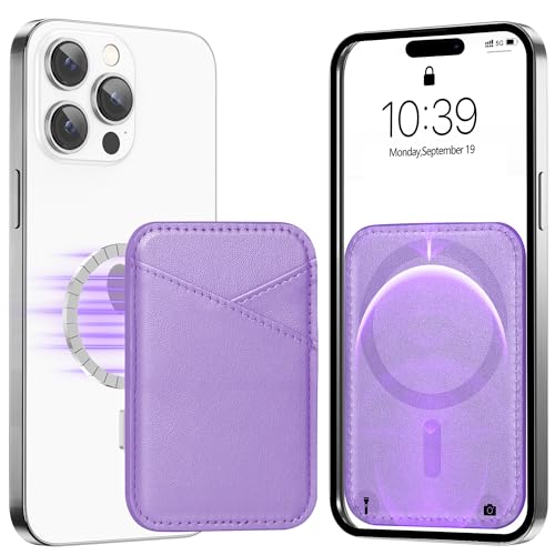 Miroddi for MagSafe Wallet, Ultra-Thin Magnetic Wallet with 2 Card Slots | RFID Blocking, No More Falling, Strongest Magnetic Card Holder for iPhone 17/16/15/14/13/12 Series & Pixel 10 Series, Purple - color: Purple
