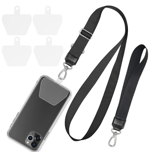 SHANSHUI Phone Lanyard, 4 Durable Pads Universal Cell Phone Neck Lanyard and Wrist Strap Tether Lanyard Patch Compatible with Protection All Smartphones -Pink - color: Clear-2(4pads), size: 23inch