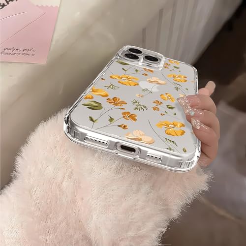IAIYOXI Clear Case for iPhone 16 Pro, [Crystal Clear Military-Grade Drop Protection], Non-Yellowing, Slim Lightweight Transparent TPU Bumper Phone Case Cover Design - Yellow Flower - color: Yellow Flowers, size: iPhone 16 Pro