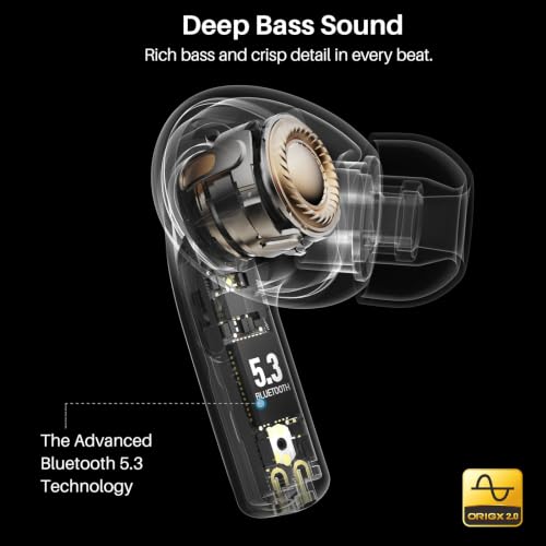 TOZO T20 Wireless Earbuds 97H Playtime, Wireless Charging LED Display Case - color: Black