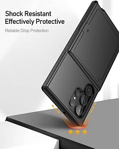 WeLoveCase Samsung Galaxy S22 Ultra Case Wallet Case with Credit Card Holder & Hidden Mirror, All-Round Protection Shockproof Phone Cover Designed for Samsung Galaxy S22 Ultra, 6.8 Inch Back Black - color: Black