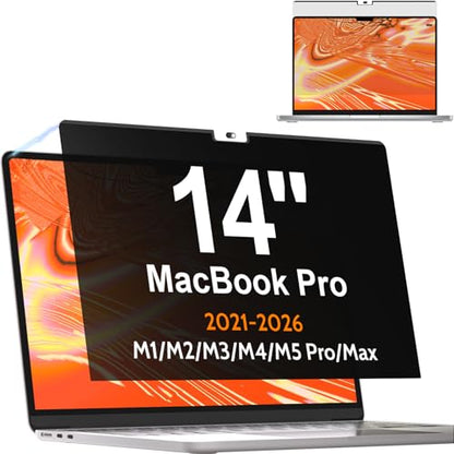 Privacy Screen for MacBook Pro 14 Inch 2021-2026 M5/ M4 /M4 Pro /M4 Max /M3 /M3 Pro /M3 Max /M2 Pro /M2 Max /M1 Pro /M1 Max, Magnetic Removable Anti Blue Light Glare Screen Protector - size: 14 Inch (MacBook Pro 2021-2026)