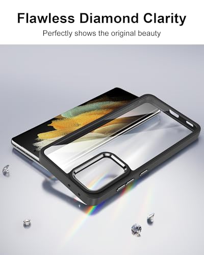 HOOMIL Case for Samsung Galaxy S21 Ultra (ONLY 6.8-Inch), Non-Yellowing, Drop Protection, Anti-Scratch Transparent Hard Back Phone Cover - Black Clear - color: Black Clear, size: Samsung Galaxy S21 Ultra
