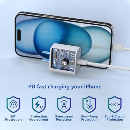 Fast USB C Charger Block for Apple Watch 11 10 iWatch iPhone iPad AirPods - color: White, size: 1-C 20W x2