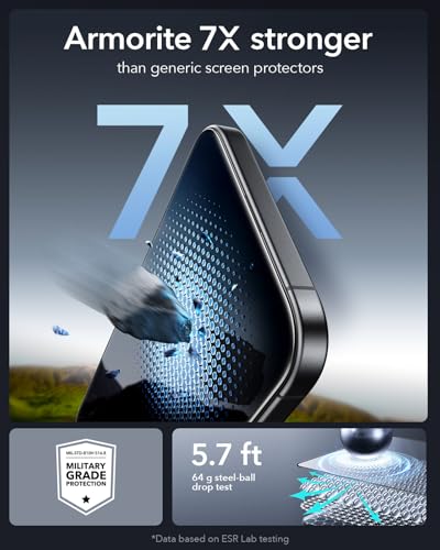 ESR 3 Pack for iPhone 16/15 Screen Protector, Armorite | 7X Impact Absorption, 9H+ Tempered Glass, Easy One-Pull Installation, Full-Coverage Protection, UltraFit Tray, Bubble-Free - size: iPhone 16/15 6.1 inch