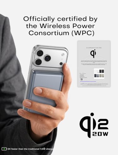 for Magsafe Power Bank Portable Charger 10000mAh Qi2 for iPhone 12-17 - color: Grey