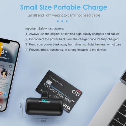 [2 Pack]Small Portable Charger for iPhone,Upgraded 5000mAh PD Fast Charging Power Bank,Cute Mini Portable Phone Charger Battery Pack Compatible with iPhone 14/14 Pro Max/13/13 Pro/12 Pro/11/XR/X/8 etc - color: A-Black+White