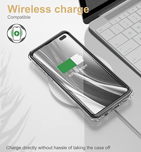 SURITCH Clear Case for Samsung Galaxy S10 Plus (Only) 6.4-inch, [Built-in Screen Protector] Full Body Protection Shockproof Bumper Rugged Phone Cover for S10 Plus -(Black) - color: Black Frame
