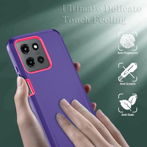 Qinmay Phone Case for Motorola Moto G 2026/Moto G Play 5G 2026 Case with HD Screen Protector, Heavy Duty Shockproof & Dropproof 3-Layer Cover Phone Case,PurpleRoseRed - color: PurpleRoseRed