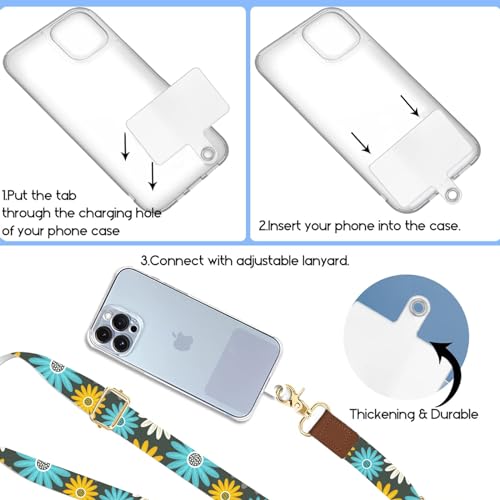 Phone Lanyard Wrist Strap Crossbody Adjustable, Cell Phone Lanyard for Around The Neck Shoulder Wristlet Strap - color: Colorful Daisy