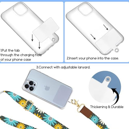 Phone Lanyard Wrist Strap Crossbody Adjustable, Cell Phone Lanyard for Around The Neck Shoulder Wristlet Strap - color: Colorful Daisy