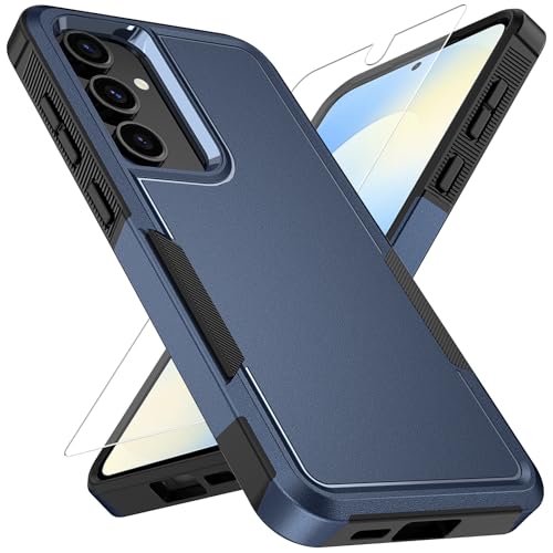 Vinve for Samsung Galaxy S25 FE Case with HD Screen Protector, Military-Grade Shockproof & Dual-Layer Protection, Anti-Slip Grip Design Phone Case, Blue - color: Blue