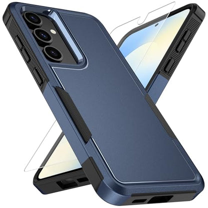 Vinve for Samsung Galaxy S25 FE Case with HD Screen Protector, Military-Grade Shockproof & Dual-Layer Protection, Anti-Slip Grip Design Phone Case, Blue - color: Blue